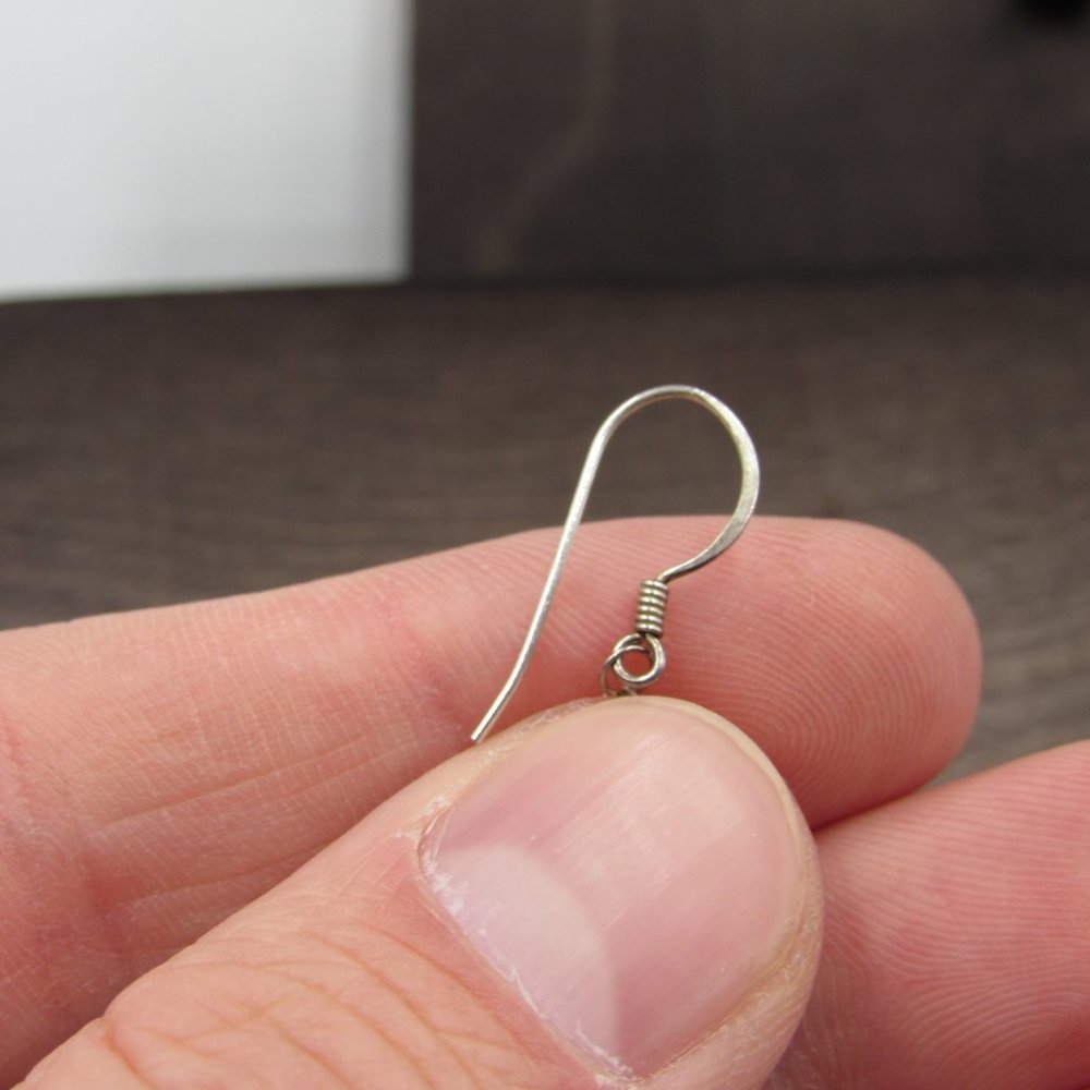 Sterling Silver Odd Rustic Long Dangle Earrings - image 2